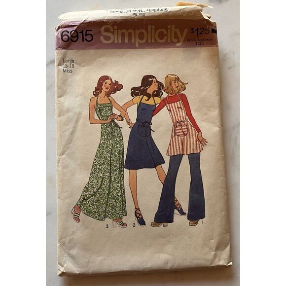Simplicity Other - Vintage Simplicity Pattern 6915 Misses Back-wrap Apron Dress 3 Lengths Sz 16-18